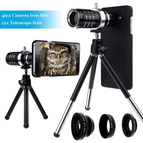 Phone Lens Camera Photograpphy Kits:Telescope Zoom Camera Tripod+Case+Four Awesome Lenses For iPhone X 7 8 Plus 5S SE 6 6S PLUS