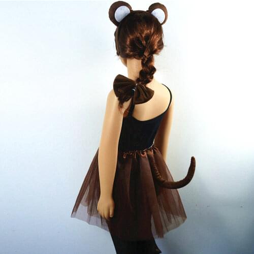 Adult Children Animal Monkey Costume Cosplay Birthday Party Halloween Christmas Carnival Gift - Headband Skirt Tail Bow Pack