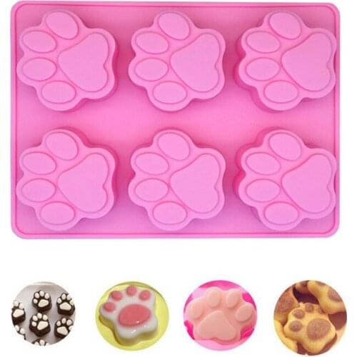 Creative 6 Cavities Cat Feet Handmade Silicone Soap Mold DIY Fondant Cake Chocolate Baking Mold Baking Tools Kitchen Accessories