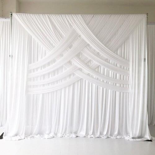 March New Arrival 3m H x3m W 1 Piece Hot Sale White Cross Drapes Ice Silk Curtain Wedding Backdrop