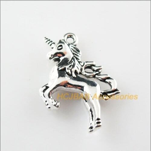 Fashion 8Pcs Tibetan Silver Color 3D Unicorn Charms Pendants 20x25mm