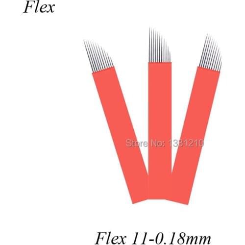 Kit Lâmina Tebori 100Pcs CF11 Nano 0.18mm Aguhas Microblading Needle 11 Pin Manual Line Eyebrow Tattoo Needles Tattoo Blade