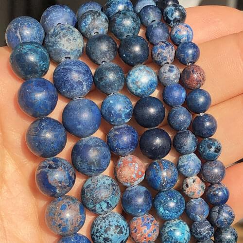 Natural Stone Dark Blue American Turquoises Howlite Minerals Beads For Jewelry Making DIY Bracelet Accessories 15'' 4 6 8 10mm