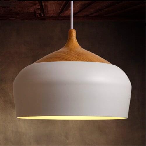 Nordic Modern Creative Pendant Lights Bedroom Pendant Lamp Restaurant Bar Decor Hanging Light Black White Round Solid Wood Study
