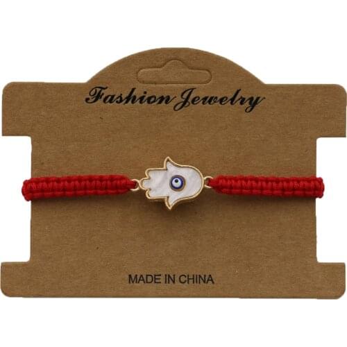 Lucky Red String Braided Rope Evil Eye Fatima Hand Charm Bracelets for Women Girls Handmade Weave Adjustable Friendship DIY