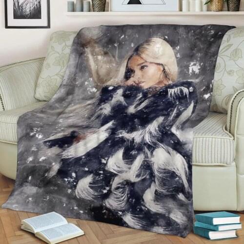 Ariana Grande 47 3D Print Plush Blanket Throw On Sofa Home Decor Soft Warmth Washable Nap Blanket Dropshipping