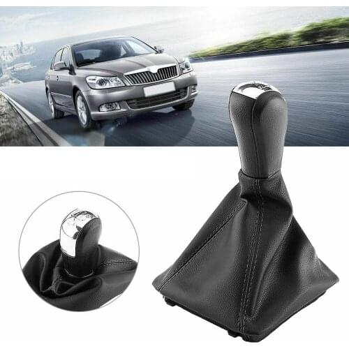 5 Speed Gear Shift Knob Shifter Lever Stick Gaiter Boot Cover For Skoda Octavia 2004-2008 2009 2010 2011 2012 Auto Accessories
