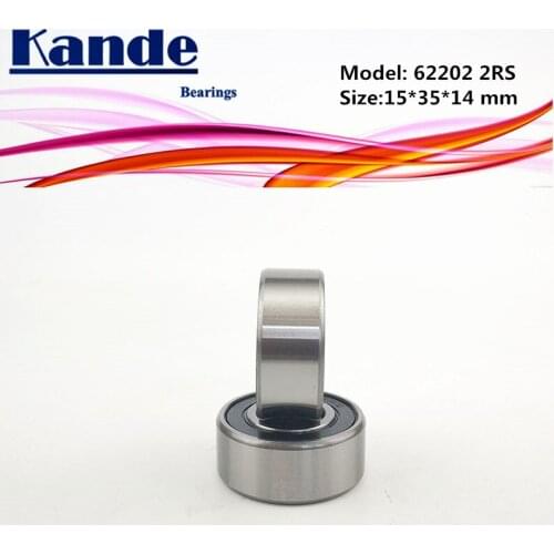 62202 2pcs 15x35x14 ABEC-1 62202 2RS Thicken Single Row Deep Groove 62202 Ball Bearing 62202RS