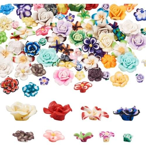 90Pcs/Box Handmade Polymer Clay Flower Beads Charms For DIY Jewelry Making Necklace Bracelet Earrings Brooch Headwear Accessory