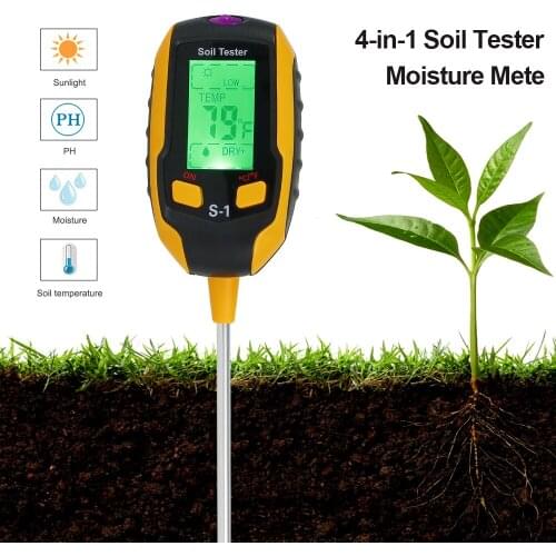 4 in 1 Soil PH Meter Soil Tester Moisture Meter PH Levels Detector Digital Plant Thermometer Test Instrument Hygrometer