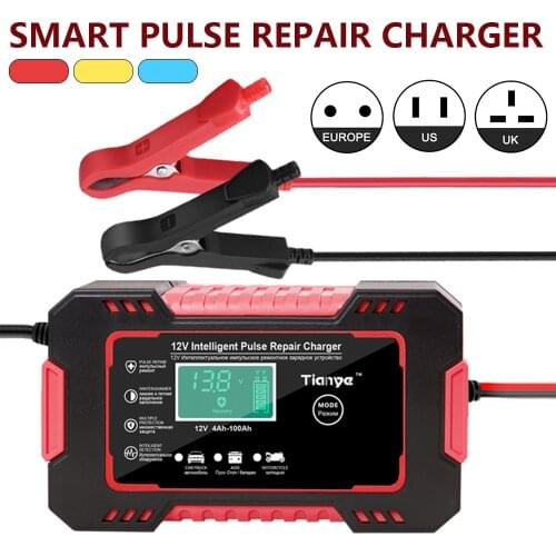 Digital LCD Display Car Battery Charger 12V 8A Touch Screen Pulse Repair LCD Fast Power Charging Wet Dry Lead Acid Accessories