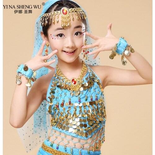 Girl Sexy Belly Dance Sequin Top Kids 6 colors accessories Three Styles bellydance Costumes Top belly dancing Dancewear Bra