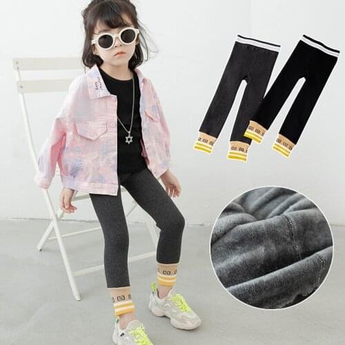 Winter Baby girls Thicken Fleece Lining trousers kids children casual lace pants boy child Plus velvet warmer cotton leggings