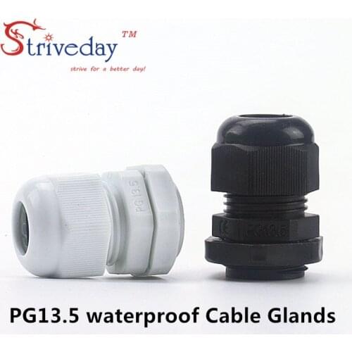 100pcs/lot White Black PG13.5 Nylon cable gland Wiring Accessories LED cable connector waterproof Gland