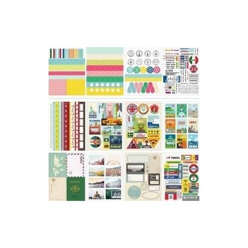 12sheets/LOT DIY Scrapbooking Vintage Travel Paper Stickers Diary Photo Album Wedding Decoration Label DIY Kawaii Stationery