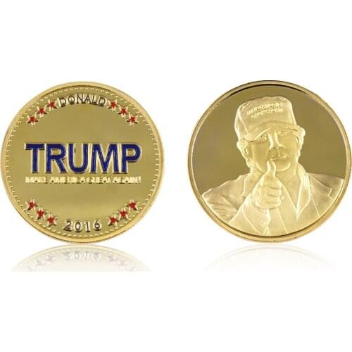 24k Gold Plated Metal Coin The US President Donald Trump Souvenir Coin 999.9 Gold Foil Challenge Coin Worth Collection
