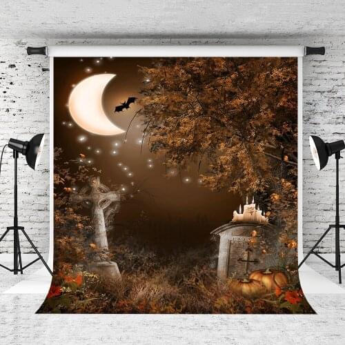 VinylBDS 300cmX600cm(10x20ft) Background Halloween Moon Candle Pumpkin Photo Shoot Background