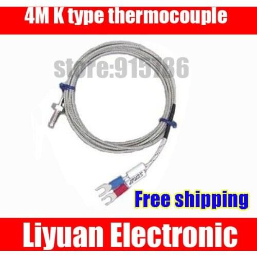 Free shipping 4M K type thermocouple / M6 screw small thermocouple / temperature meter sensor / sensor temperature probe