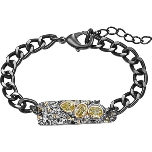 New Bracelet & Bangles With Cool Black Metal Pendant for Women Olivine CZ Fashion Jewelry Pulseira Feminina WB1234 WB1234