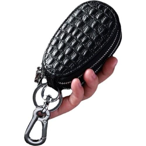 New style business mens leisure home door key case, female double zipper crocodile pattern candy color car key case