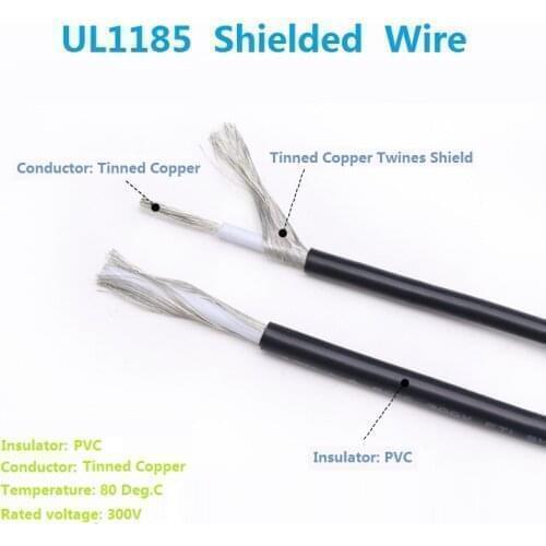 UL1185 Shielded Wire 24AWG Single Core Audio Channel Cable Amplifier Electric Copper PVC Insulated Line -3/ 5 /10Meters