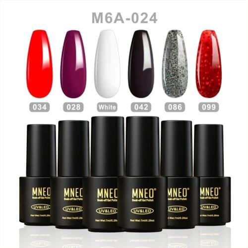 Gel Varnishes 6Pc Set White Red Sequin Glitter Semi Permanent Enamel Nail Art Decoration Design Gel Polish Kit No UV LED Lamp