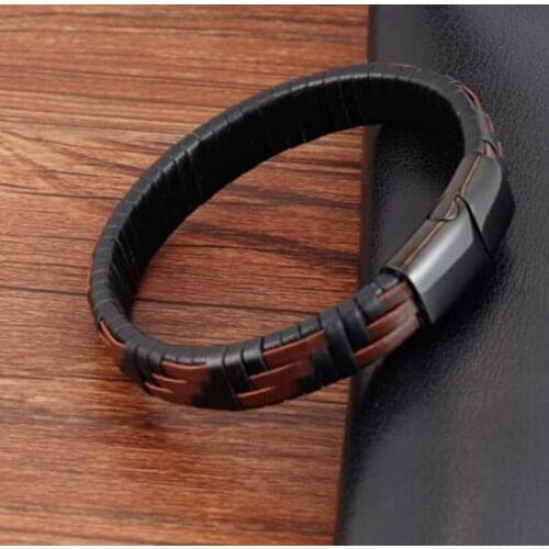 Hand-knitted Simple Style Classic Men Bracelet Multi-color Magnetic Clasp Charm Leather Bracelets Gift