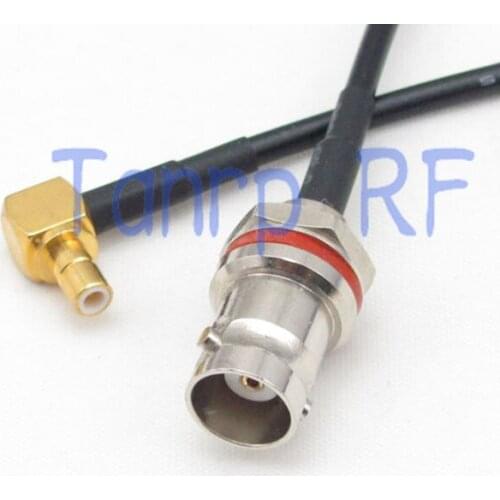 6in mini BNC female with nut bulkhead to SMB plug male right angle RF adapter 15CM Pigtail coaxial jumper RG174 extension cable