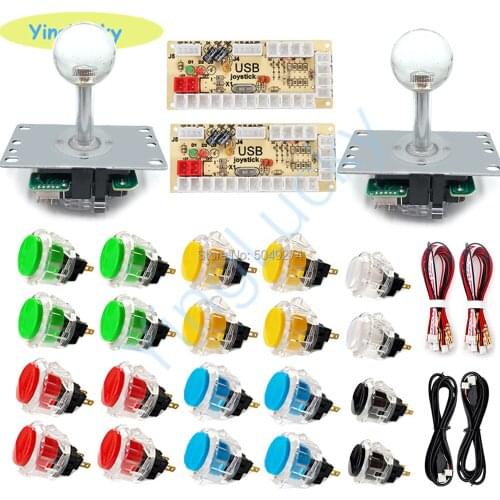 2 Player Arcade Cabinet kit Sanwa Joystick USB to PC Sanwa Transparent Arcade Button for Pandora Box Arcade Game Machine