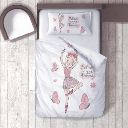 Duvet Cover Set Bedding Set Pillow Case for Baby and Kids Room 3D Printed Pink Dream Ballerina Model 155