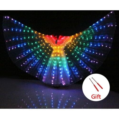 LED Dance Wings Butterfly Glow Dance Halloween Color Fluorescent Show Christmas Belly Dance Wings with Sticks