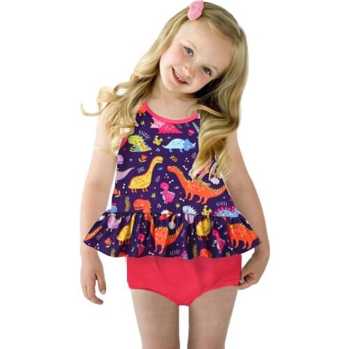 OPPERIAYA Baby Girls Two-piece Summer Clothes Casual Set Round Collar Sleeveless Printed Pattern Tops Shorts Dark Purple White