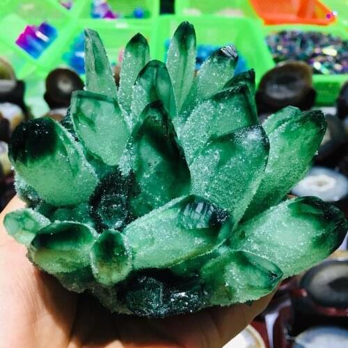 Hot!!!!! 1000g Natural Green Ghost Phantom Quartz Crystal Cluster Healing Specimen wedding decoration aquarium