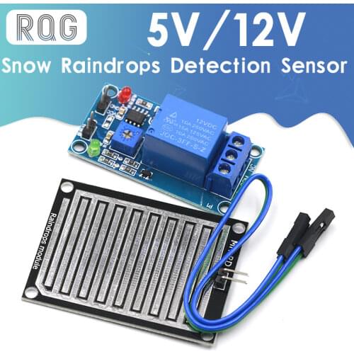 Rain water sensor module + DC 5V 12V Relay Control Module Rain Sensor Water Raindrops Detection Module for Arduino robot kit