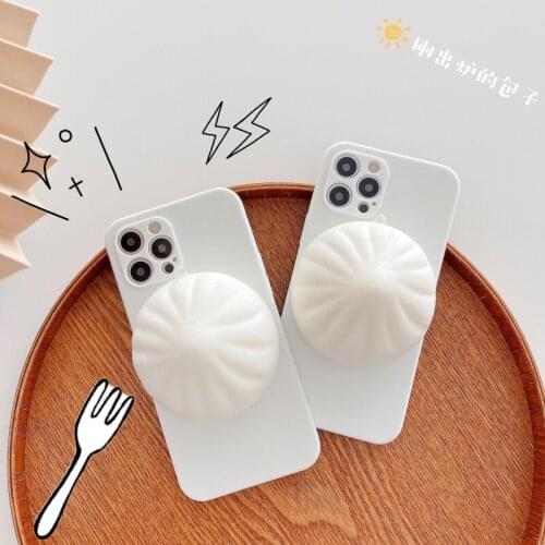 Cute 3D Squishy Pinch Simulation Buns Funny Soft Phone Case for Iphone 7 8 Puls X XR XS 11 12 Mini Pro Max Protection Cover