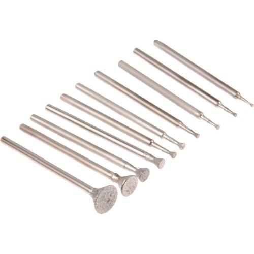 10Pcs Dremel Accesories 2.35mm Shank Drill Diamond Grinding Head Burrs Bits Jade stone Engraving Carving Polishing Tool