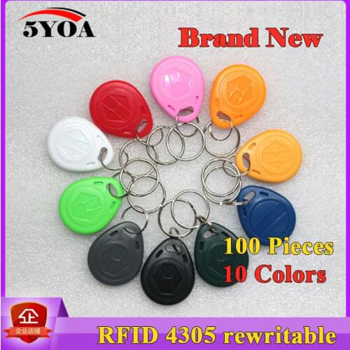 100 pcs EM4305 T5577 Duplicator Copy 125khz RFID Tag llaveros llavero Porta Chave Card Sticker Key Fob Token Ring Proximity