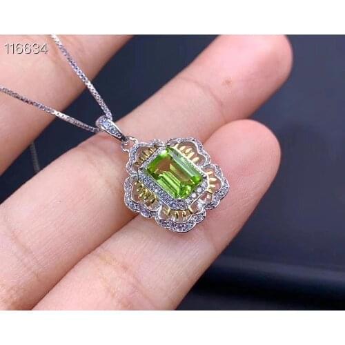 The simplest style, natural olivine necklace, sale, 925 silver, small and exquisite