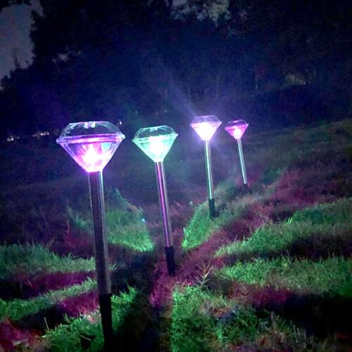 Solar Diamond Light For Garden Decoration 4 pcs/set Three Colors Stainless Steel Outdoor Solar Powered Diamond Lights Solar Lamp