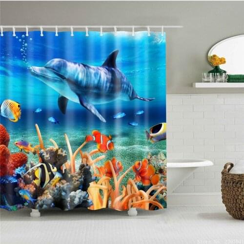 Modern Shower Curtain Psychedelic Underwater World Sea Waterproof Polyester Curtain For Bathroom Boho Home Decor With Hooks