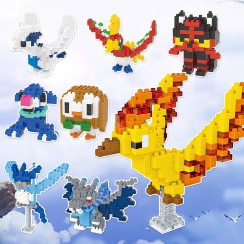 TAKARA TOMY Pokemon Pikachu Building Blocks 3D DIY Educational Model Ornament Mewtwo Micro Small Action Figures Brick Toys Gift