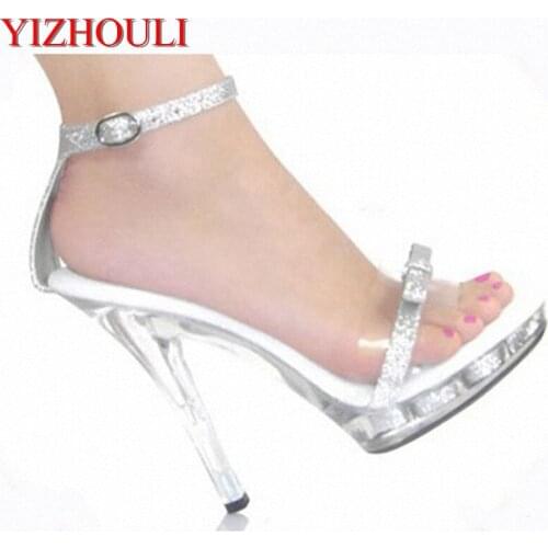 13cm Flash powder bow-tie powder bag and sandals, famous model runway shows shoe club sexy dancing shoes