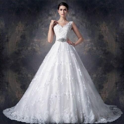 2018 vintage lace casamento New Arrival vestido de noiva sexy sweetheart ball Handmade crystal belt mother of the bride dresses