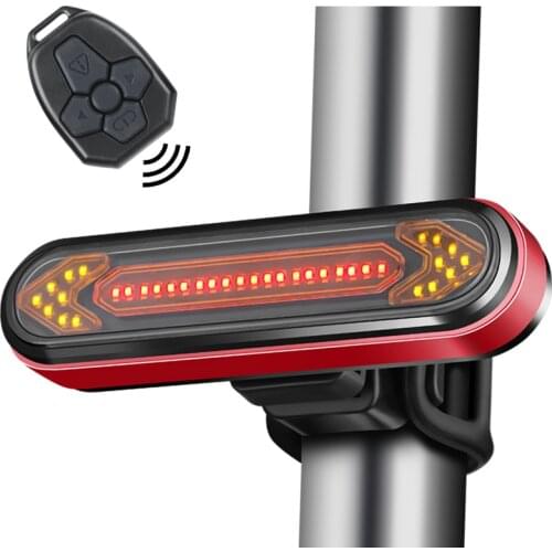 Remote Control Bike Taillight USB Rechargeable Bicycle Tail Rear Light Turn Signal Braking Warning Wireless LED Cycling Lantern