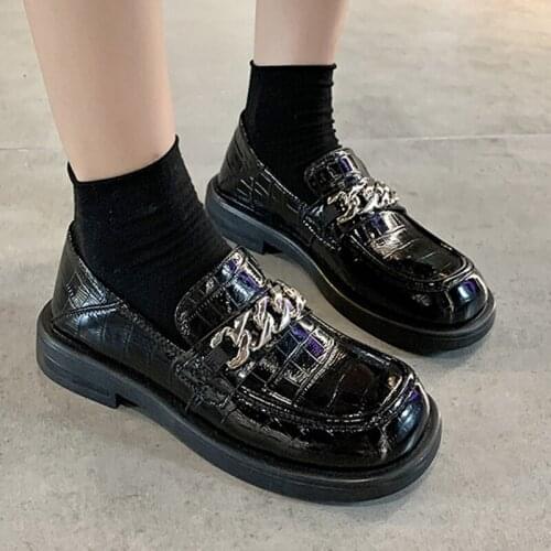 Women Mary Janes New 2021 Spring Autumn Female Flats Round Toe Casual Metal Shoes Fashion Ladies Lolita Style Flats Shoes