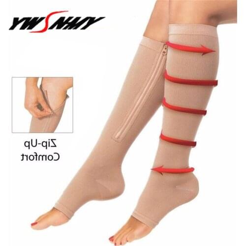 Zipper Compression Socks 2020 Mens Leg Knee Support Sox Open Toe Sock Burn Fat Zipper Socks Prevent Varicose Veins Socks 1Pair