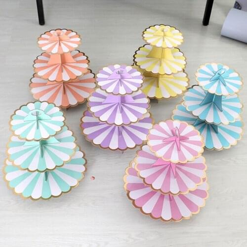 1Pc Paper cake stand Home party display stand wedding decoration desktop afternoon tea birthday dessert fudge wrought tray