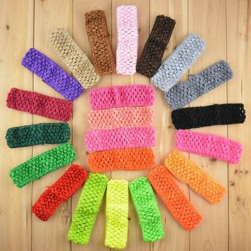 100 pcs/ lot , 1.5'' crochet headband elastic , crochet elastic for flower hair accessories 38 colors