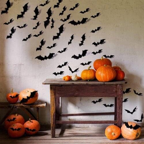 12Pcs/Set Black 3D PVC Bat Halloween Decoration For Home Wall Decor Party Supplies House Decoration Wall Stickers