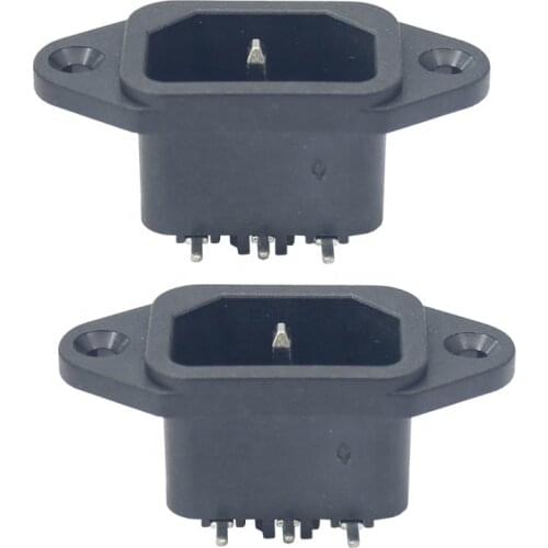 2 Pcs Inlet Sockets Connectors 3P IEC 320 C14 Male Plug Panel Power socket AC 250V 10A